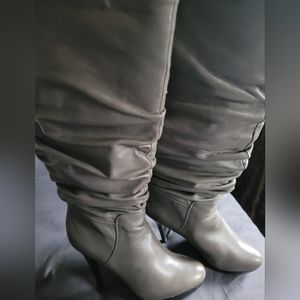 Gray Slouchy Knee- Length Boot - Size 38